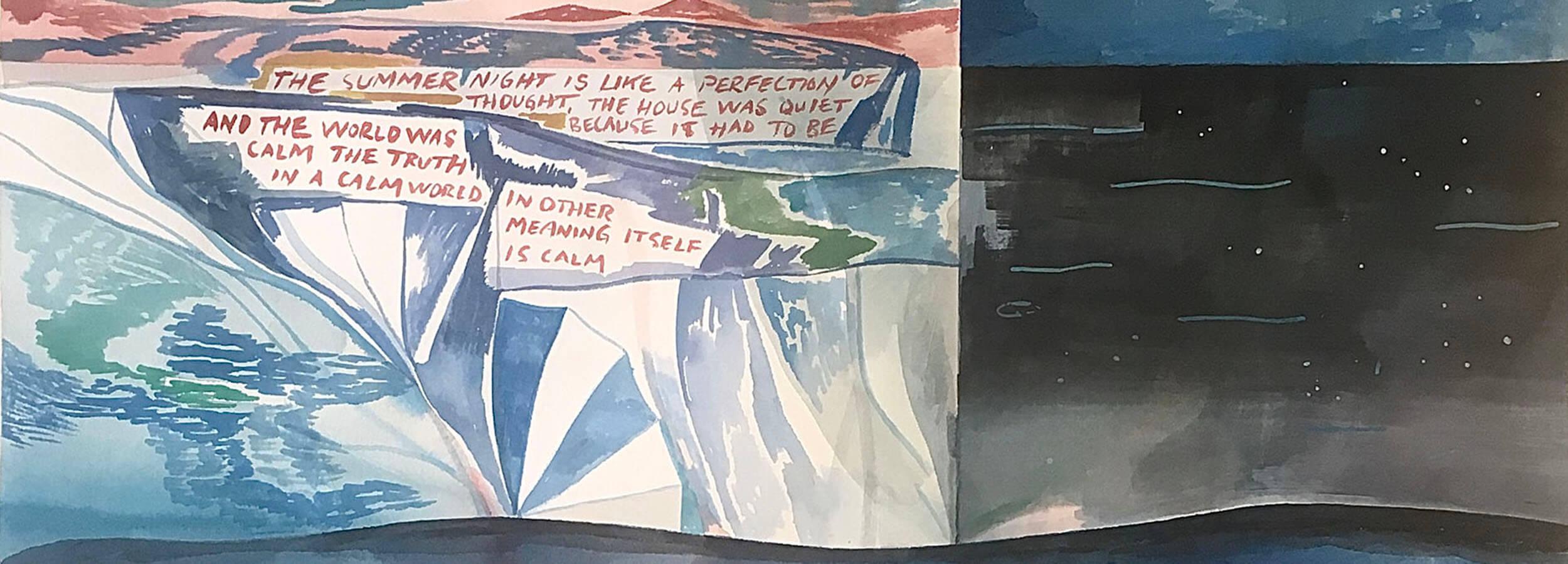 The picture shows a zoomed detail of the painting "The house was The house was quiet and the world was calm after Wallace Stevens"