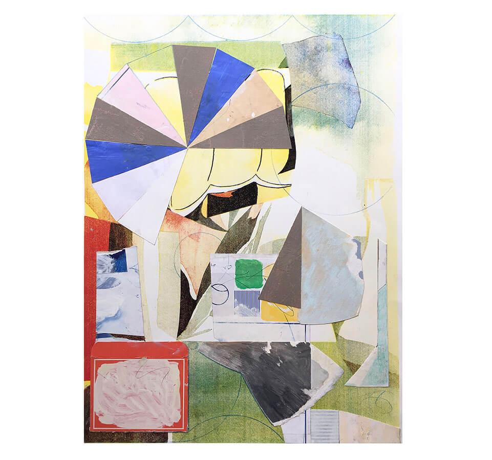 No title. 76 x 56 cm. Collage silkscreen and oil on paper. Nicolay Aamodt.