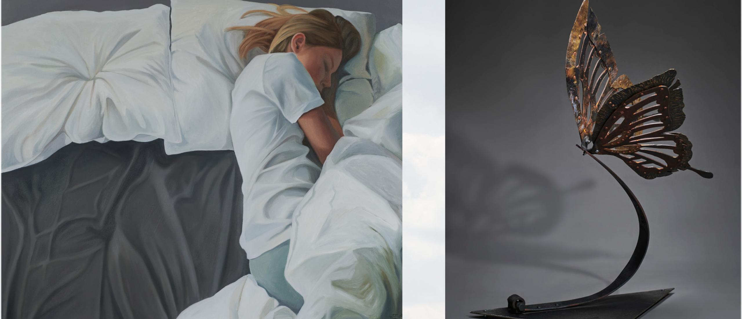 Collage med konst av Erica Signell och Olivia Dansdotter Sarling.