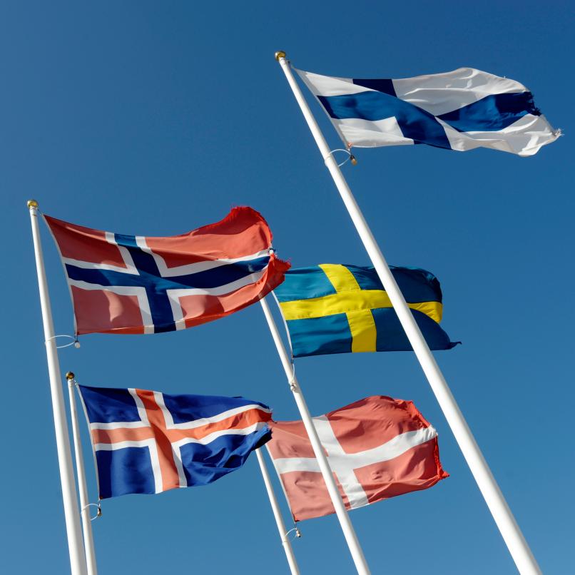 Picture of flags of the Nordic Countries.